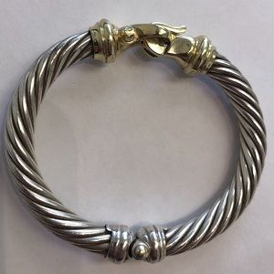 David Yurman cable Buckle Bracelet 925 & 14k gold